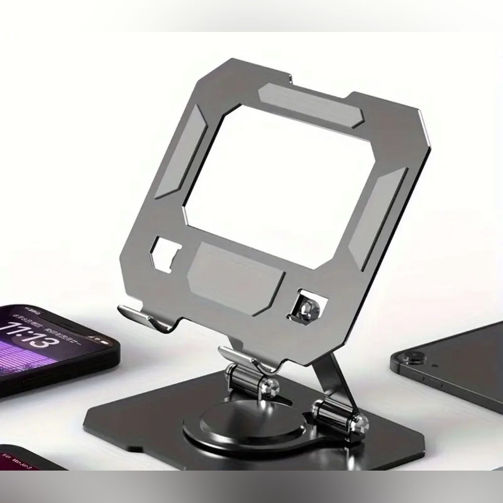 Adjustable Tablet Stand, 360-degree Rotating Base, Aluminum - Picture 4 of 7
